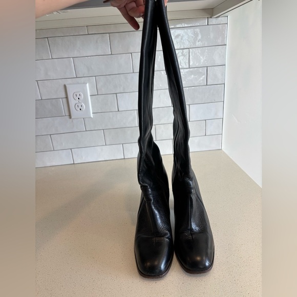 Vtg 60s 70s Gogo Boots Black Leather MOD MARINA 895 RR 42 AS425 Sz 8 Womens EUC - Picture 5 of 9